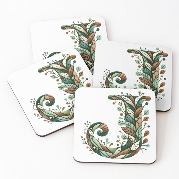 Item preview, letter 'J' with a nature-inspired theme designed and sold by kankan22.