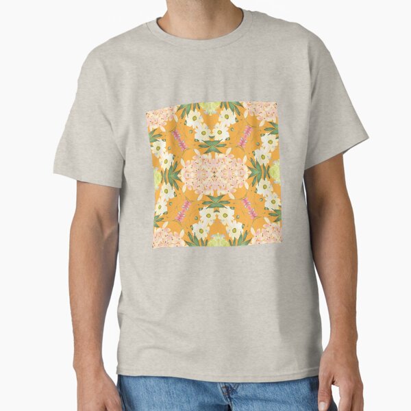 Arancia Watercolour Floral Damask in Bright Orange, Pink and Cream Classic T-Shirt