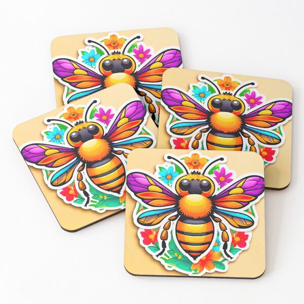 Item preview, Vibrant Neon Bee Sticker Design designed and sold by GrizzlyCollective.