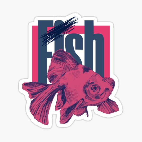 Item preview, Graphic Goldfish Artwork - Deep pink and navy variant  designed and sold by Poppymaybry.