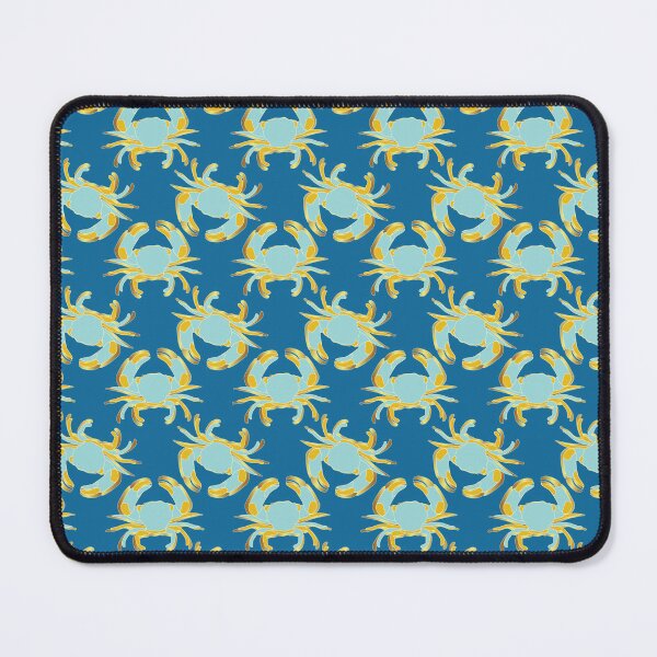 Item preview, Crab coastal pattern blue background designed and sold by Tatiana Ribeiro.
