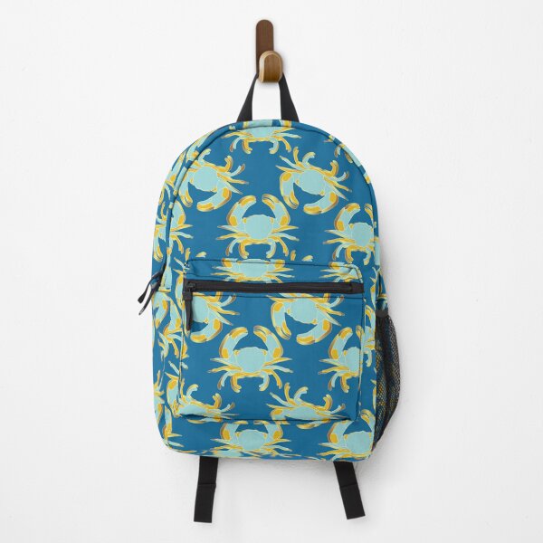 Item preview, Crab coastal pattern blue background designed and sold by Tatiana Ribeiro.