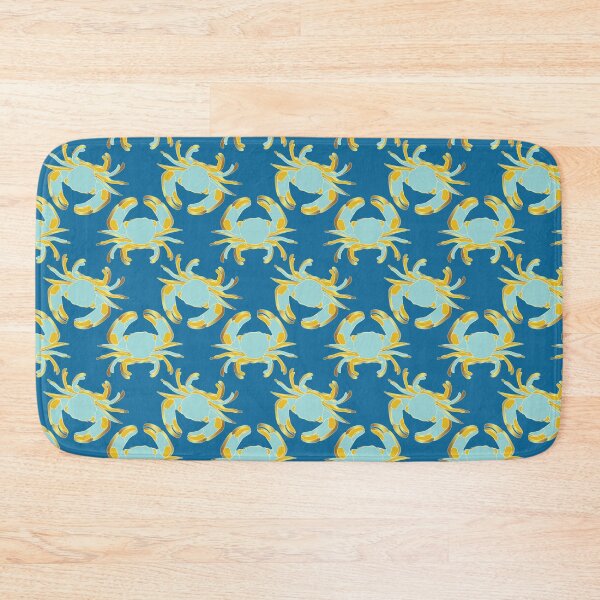 Item preview, Crab coastal pattern blue background  designed and sold by Tatiana Ribeiro.