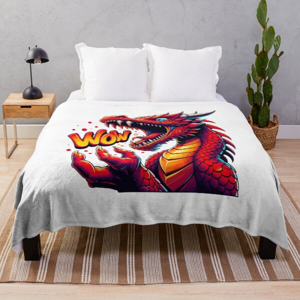 Item preview, Vibrant "Surprised Red Dragon with 'WOW' Text" - Whimsical Fun for Fantasy Lovers designed and sold by InwzaDesign.
