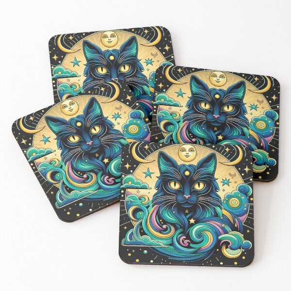 Item preview, Black Cat in a Cosmic Swirl: Embrace the Mystery designed and sold by zoughlal.