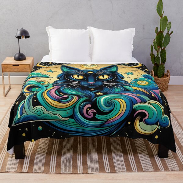 Item preview, Black Cat in a Cosmic Swirl: Embrace the Mystery designed and sold by zoughlal.