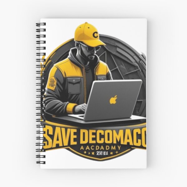 Item preview, Stunning Flat Vector Art Logo for Save Democracy Ecom Academy: Entrepreneur Silhouette with Laptop in Black, White, and Yellow designed and sold by piak-store.