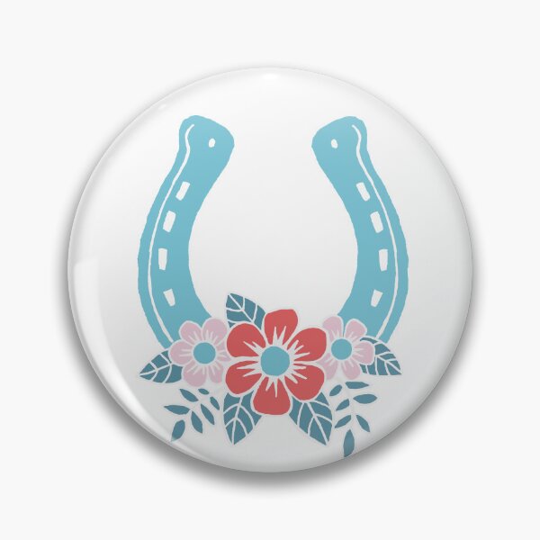 Artikelvorschau, hellblaues Hufeisen mit Blumen entworfen und verkauft von colorofmagic.