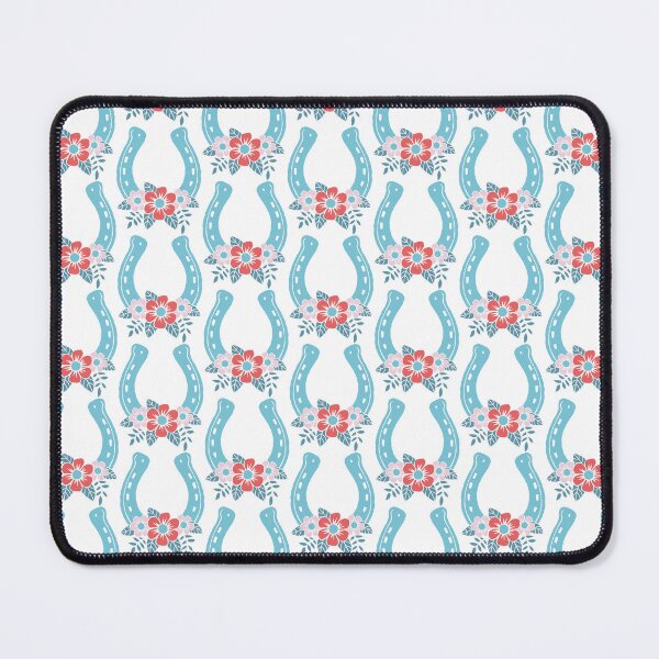 Item preview, light blue horseshoe with flowers designed and sold by colorofmagic.