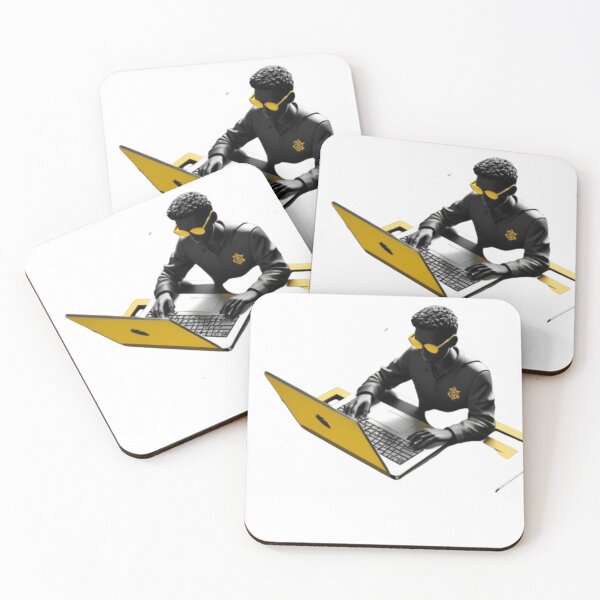 Item preview, Stunning Flat Vector Art Logo for Save Democracy Ecom Academy: Entrepreneur Silhouette with Laptop in Black, White, and Yellow designed and sold by piak-store.