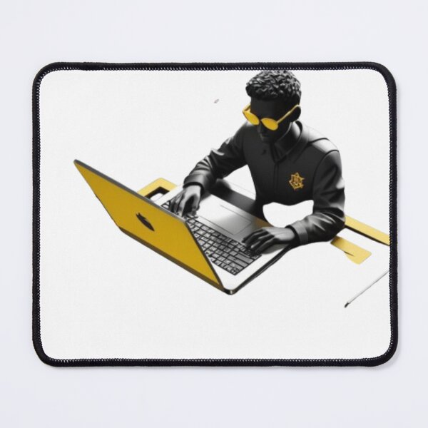 Item preview, Stunning Flat Vector Art Logo for Save Democracy Ecom Academy: Entrepreneur Silhouette with Laptop in Black, White, and Yellow designed and sold by piak-store.