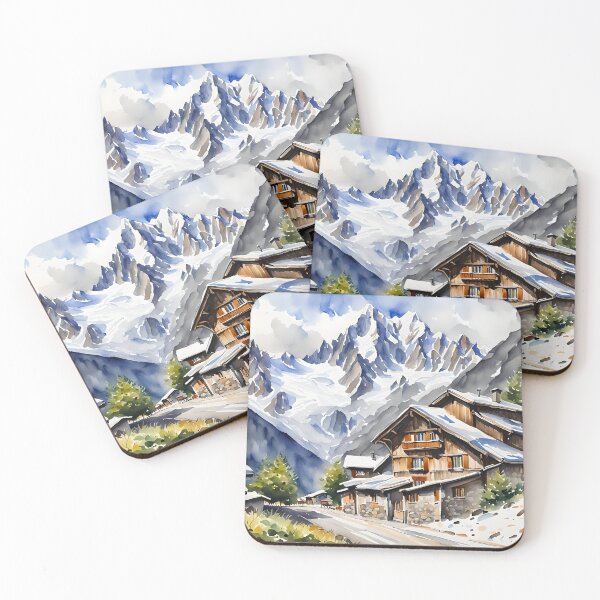 The Alps in France - Watercolour Style Coasters (Set of 4)