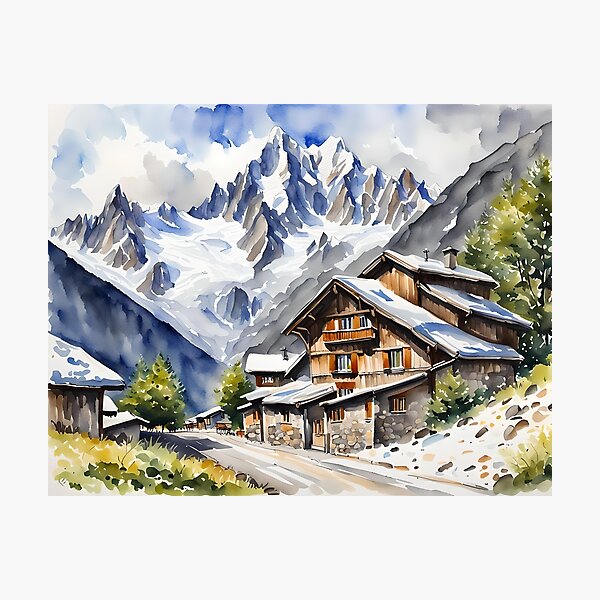 The Alps in France - Watercolour Style Photographic Print