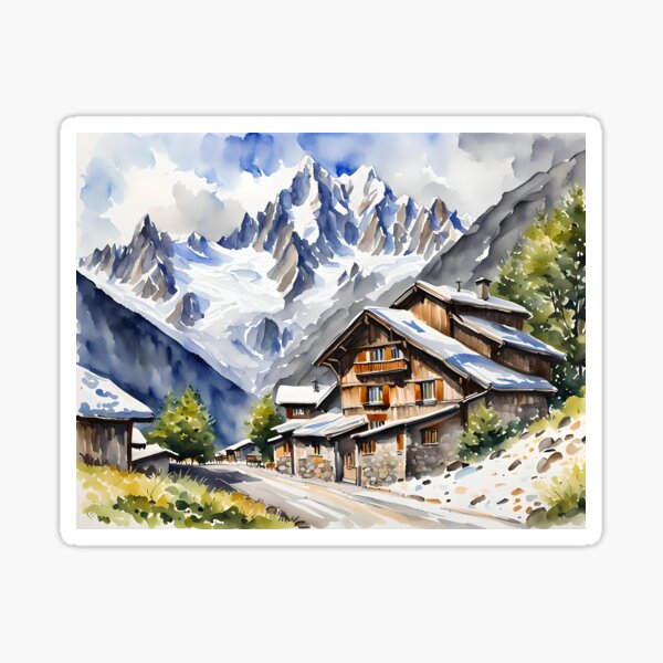 The Alps in France - Watercolour Style Sticker