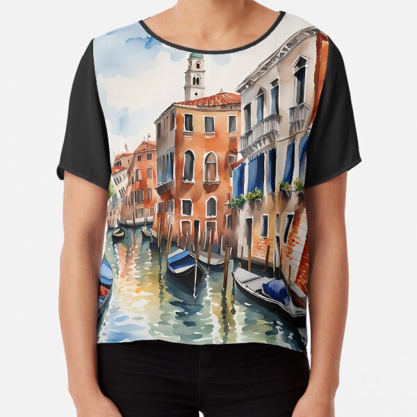 Canal in Venice, Italy - Watercolour Style Chiffon Top