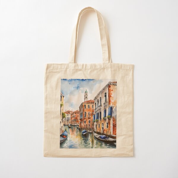 Canal in Venice, Italy - Watercolour Style Cotton Tote Bag