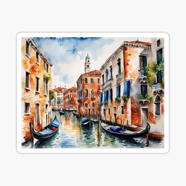 Canal in Venice, Italy - Watercolour Style Sticker
