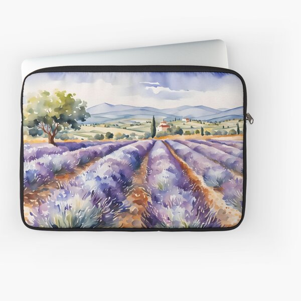Lavender Field in Provence, France - Watercolour Style Laptop Sleeve