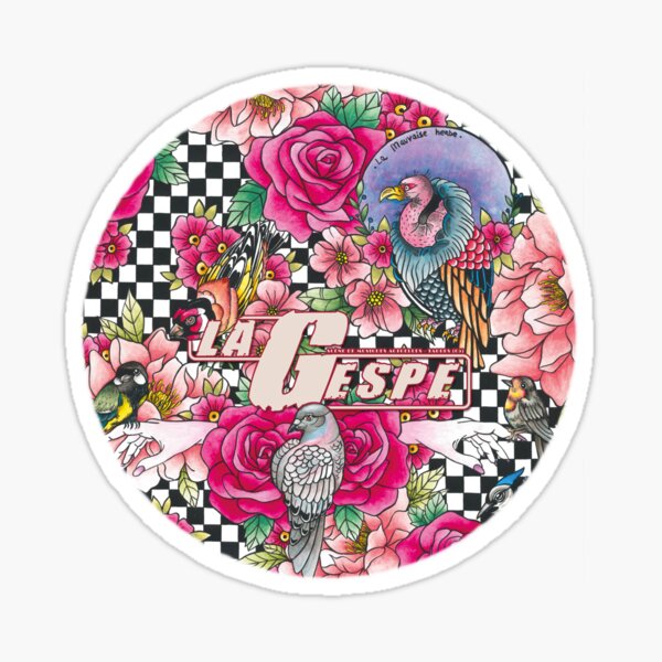 Item preview, Checkerboard Old School birds & flowers designed and sold by SMAC-la-Gespe.
