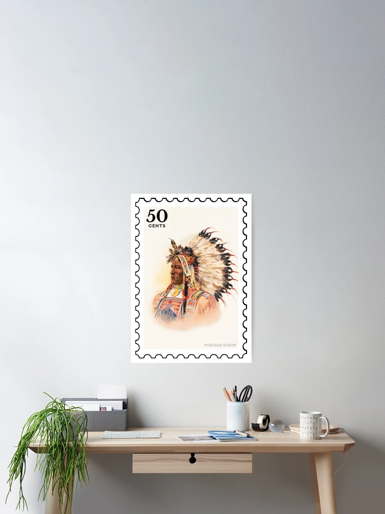 Thumbnail 2 of 3, Poster, Native American Stamp designed and sold by RabbitK.