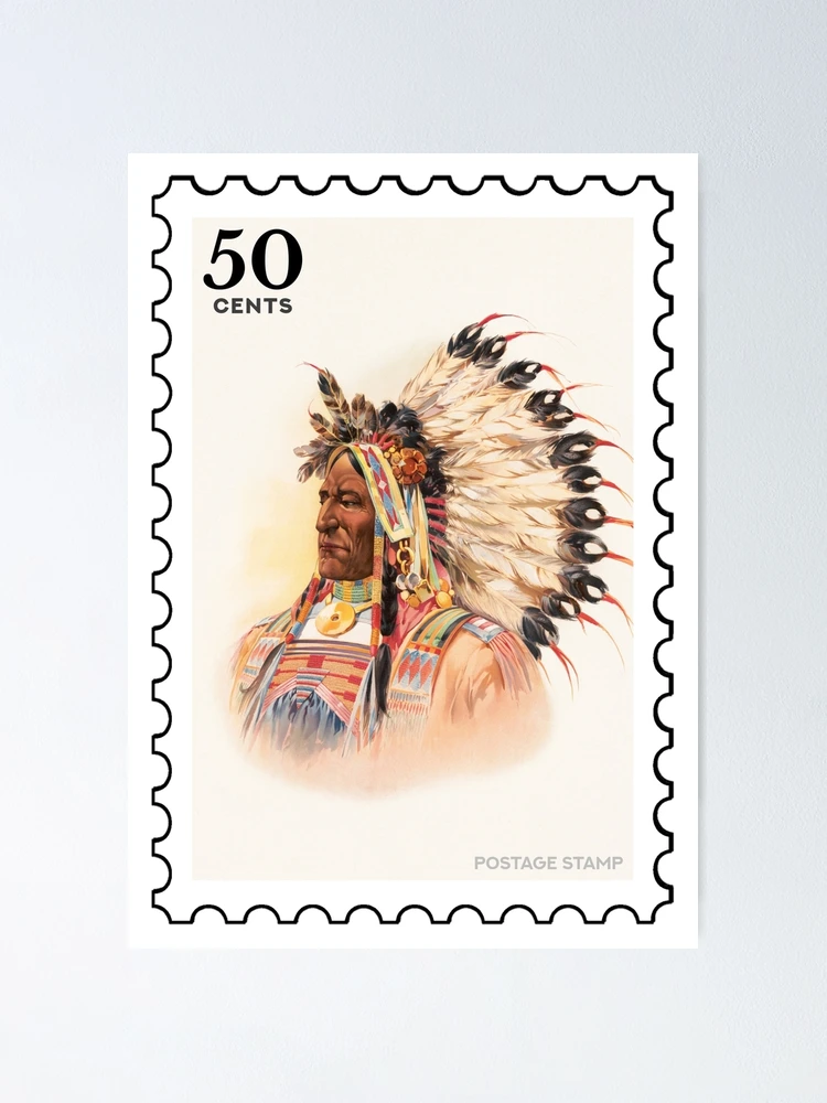 Thumbnail 1 of 3, Poster, Native American Stamp designed and sold by RabbitK.