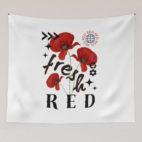 Aperçu de l'œuvre Coquelicots Fleurs Rouges Avec Texte Noir créée et vendue par AveryZi.