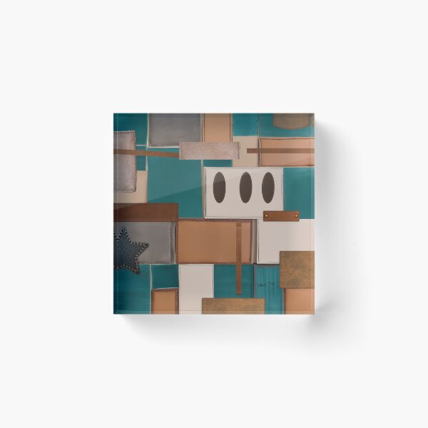Item preview, Collage Teal Leather Sonata 88 Geometric Patterns designed and sold by Vercmagnus.