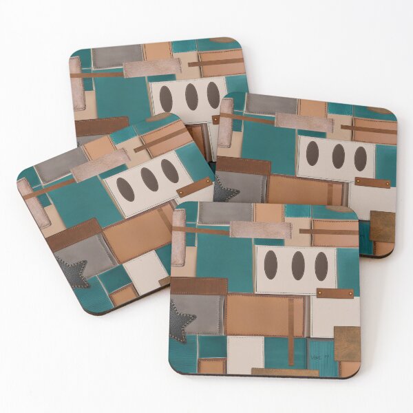 Item preview, Collage Teal Leather Sonata 88 Geometric Patterns designed and sold by Vercmagnus.