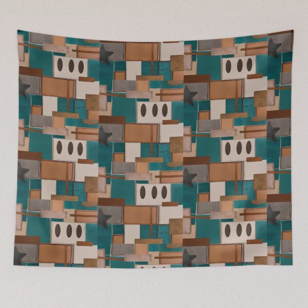 Item preview, Collage Teal Leather Sonata 88 Geometric Patterns designed and sold by Vercmagnus.