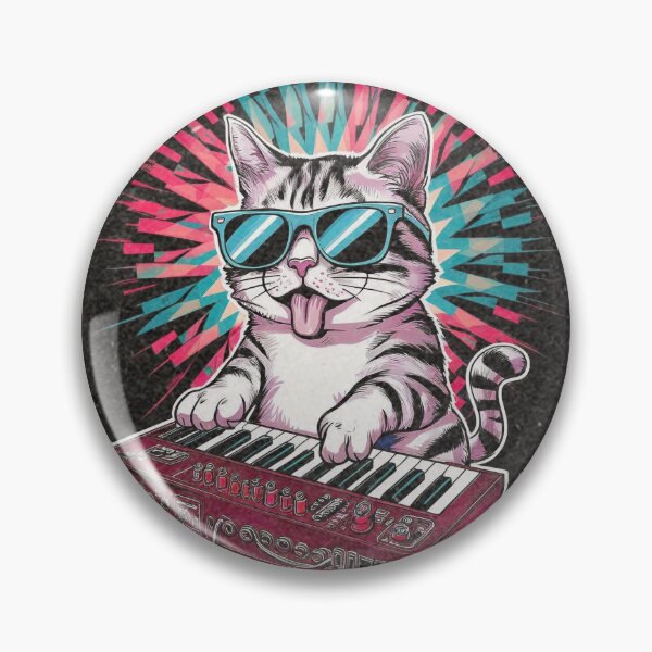Item preview, Cat Synthesizer - Eye-catching and vibrant design, Vintage Style, Cat playing on keyboard designed and sold by Zibis09.