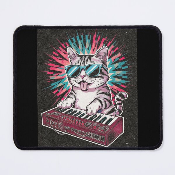 Item preview, Cat Synthesizer - Eye-catching and vibrant design, Vintage Style, Cat playing on keyboard designed and sold by Zibis09.