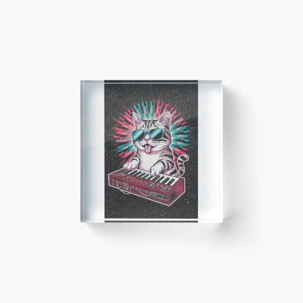 Item preview, Cat Synthesizer - Eye-catching and vibrant design, Vintage Style, Cat playing on keyboard designed and sold by Zibis09.