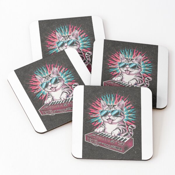 Item preview, Cat Synthesizer - Eye-catching and vibrant design, Vintage Style, Cat playing on keyboard designed and sold by Zibis09.