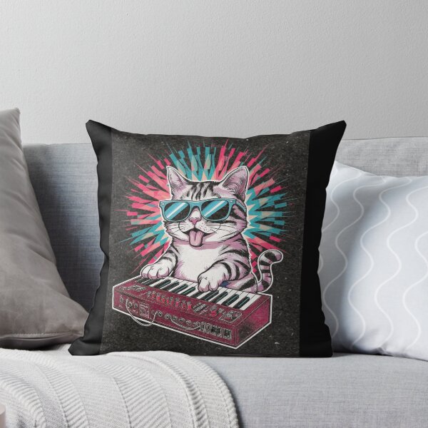 Item preview, Cat Synthesizer - Eye-catching and vibrant design, Vintage Style, Cat playing on keyboard designed and sold by Zibis09.