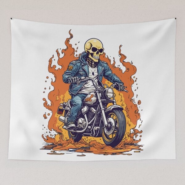Item preview, Flame skeleton biker motorcycle designed and sold by DastonAkramov.