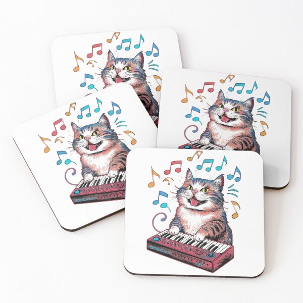 Item preview, Cat Synthesizer - Eye-catching and vibrant design, Vintage Style, Cat playing on keyboard designed and sold by Zibis09.