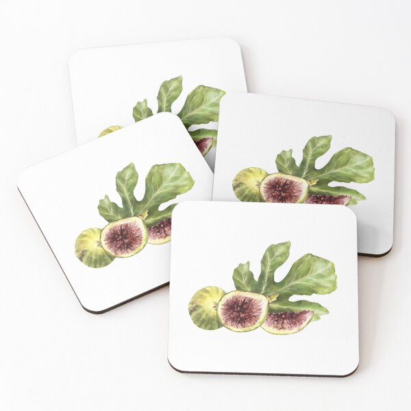 Item preview, Figs with leaves, juicy whole and cut fruit. hand-drawn watercolor food sticker  designed and sold by BartolArt.