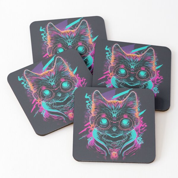 Item preview, cat wearing  eyeglasses look cool smart with neon color designed and sold by HakunamatataTin.