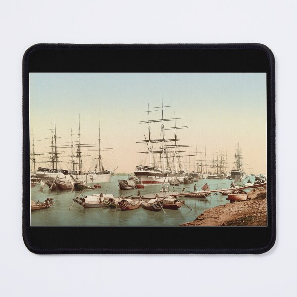 Item preview, Sailing Ships In The Harbour, Calcutta, India 1890s designed and sold by RocketshipRetro.