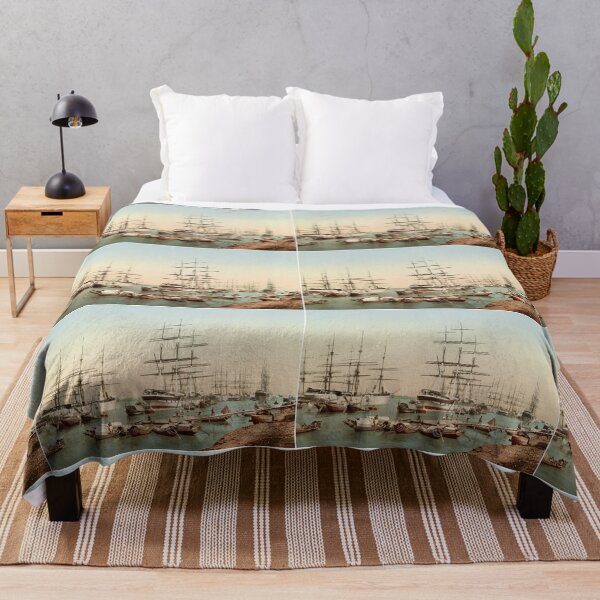 Item preview, Sailing Ships In The Harbour, Calcutta, India 1890s designed and sold by RocketshipRetro.