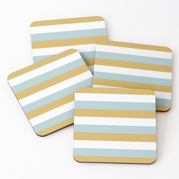 Item preview, 3 DUCK EGG BLUE, GOLD and WHITE Horizontal STRIPES designed and sold by RachelMacht.