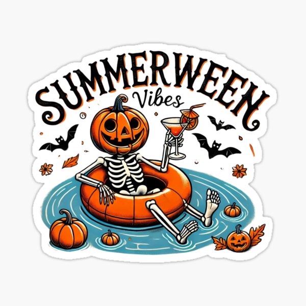Item preview, Summerween Vibes Spooky Summer Pumpkin designed and sold by ArtFromBeyond.