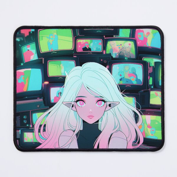 Item preview, Vibrant Televisions Neon Elf Anime Girl designed and sold by bubblegoth.