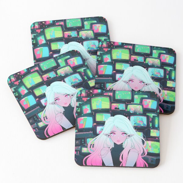 Item preview, Vibrant Televisions Neon Elf Anime Girl designed and sold by bubblegoth.