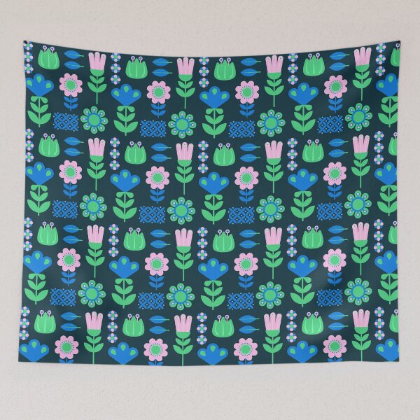 Item preview, cute nordic folk art abstract flowers seamless pattern designed and sold by nuchz.