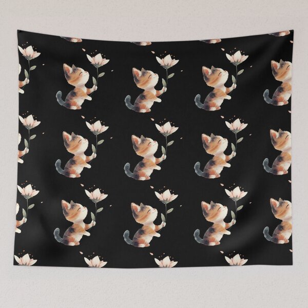 Item preview,  Cute colorful kitten holding holding flower designed and sold by mando24895.