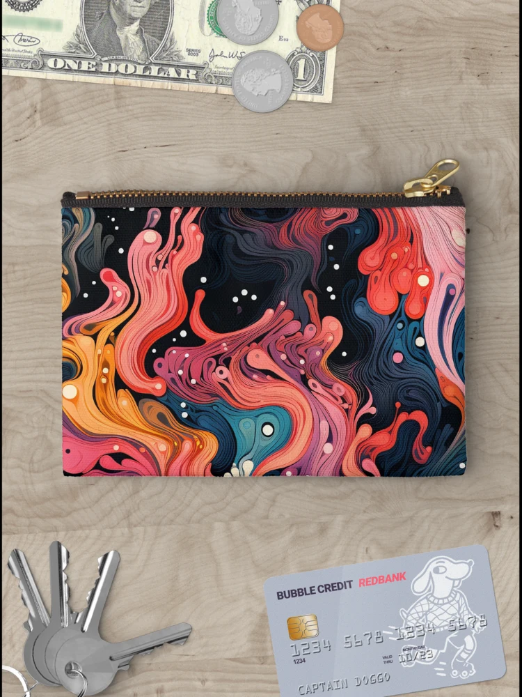 Thumbnail 3 of 4, Zipper Pouch, Colorful Abstract Surreal Fluid Pattern designed and sold by bubblegoth.