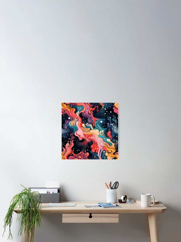 Thumbnail 2 of 3, Poster, Colorful Abstract Surreal Fluid Pattern designed and sold by bubblegoth.