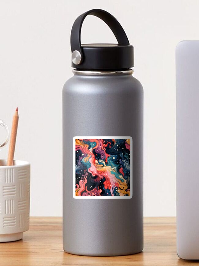 Thumbnail 1 of 3, Sticker, Colorful Abstract Surreal Fluid Pattern designed and sold by bubblegoth.