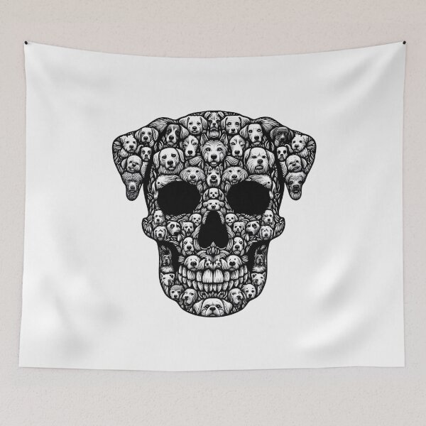 Item preview, Skeleton Dog Skull Creepy Puppy Halloween Black and White designed and sold by clothesy7.